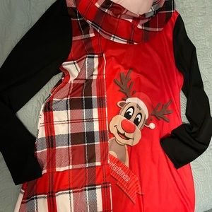 Christmas!  Colorful long shirt for  leggings or skinny pants, Ladies L/XL